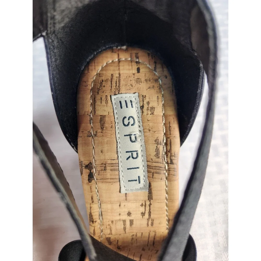 Womens ESprit Wedge Black Cork Sandals 8.5